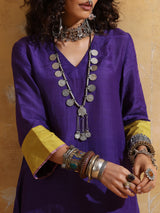 trueBrowns Purple Muslin Silk Co-ord Set