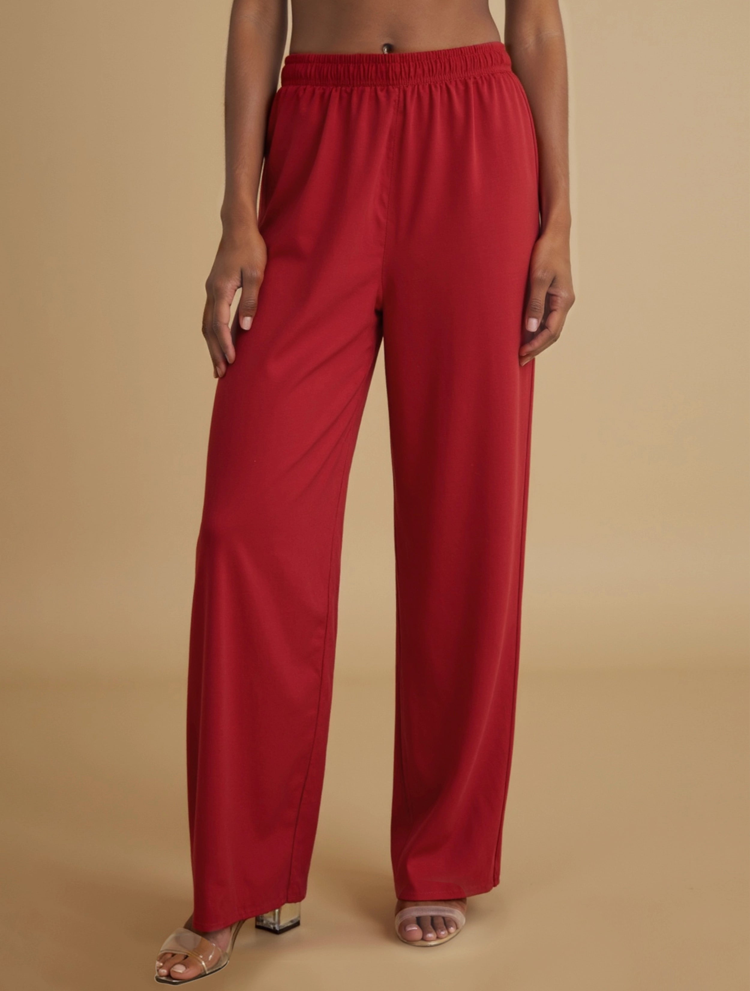 trueBrowns Red Jacquard Straight Kurta Pant Dupatta Set