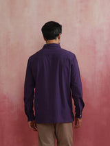 trueBrowns Men's Purple Cotton Shirt