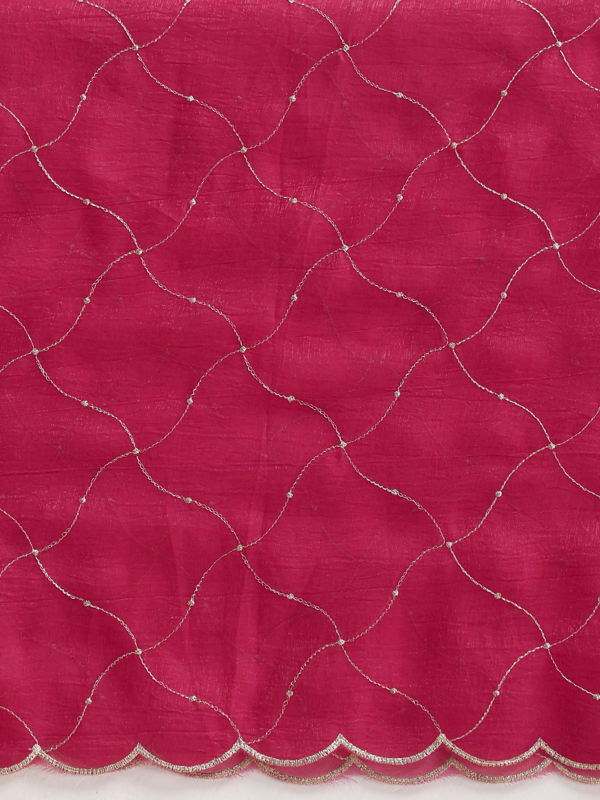 trueBrowns Pink Zari Jaal Embroidered Saree With Unstitched Blouse