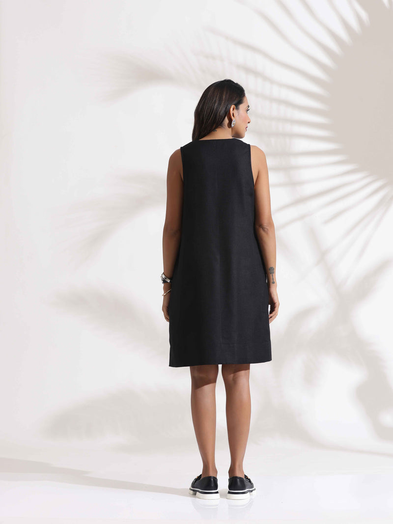 trueBrowns Black Slub Dress