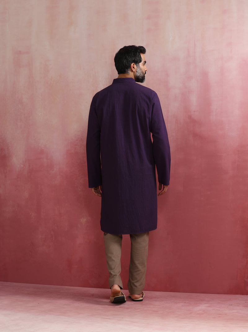 trueBrowns Men's Purple Kurta