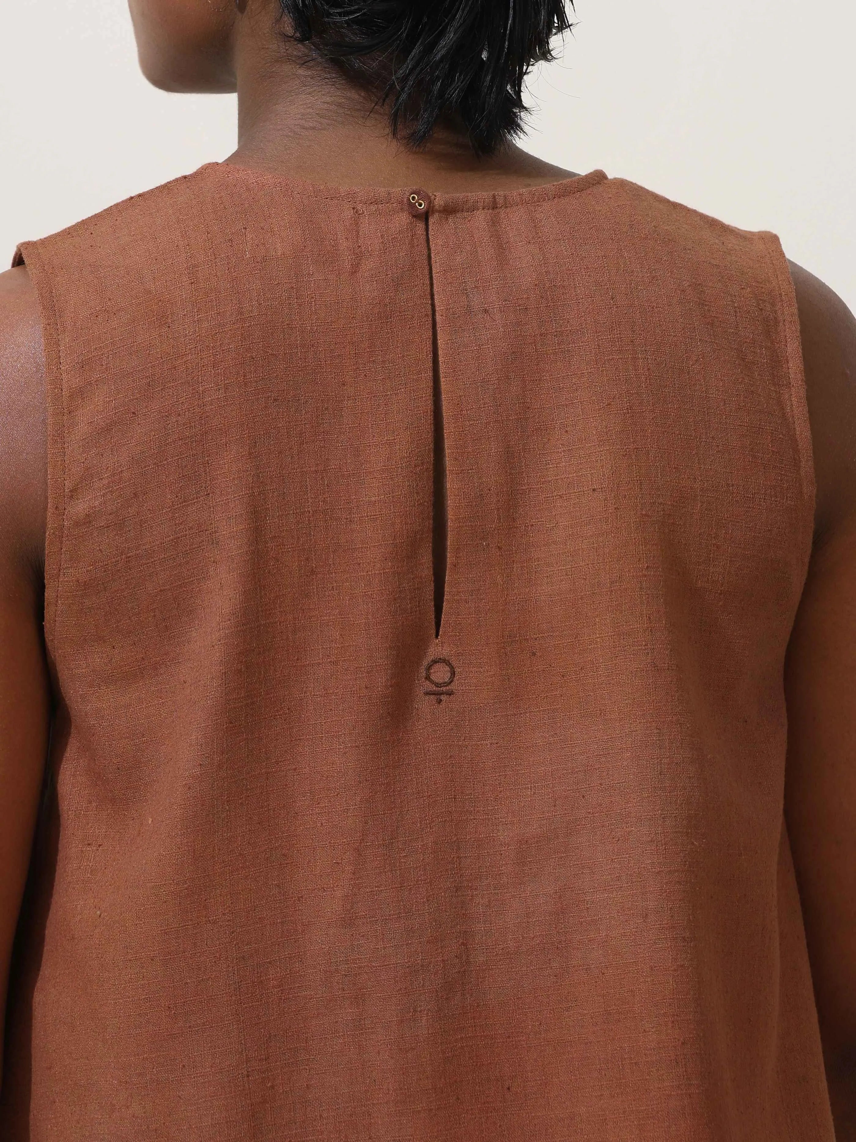 trueBrowns Oudh Brown Embroidered Natural Cotton Co-ord Set