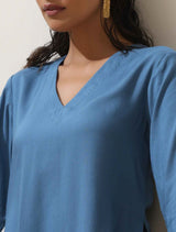 trueBrowns Blue Viscose Kurta Pant Set