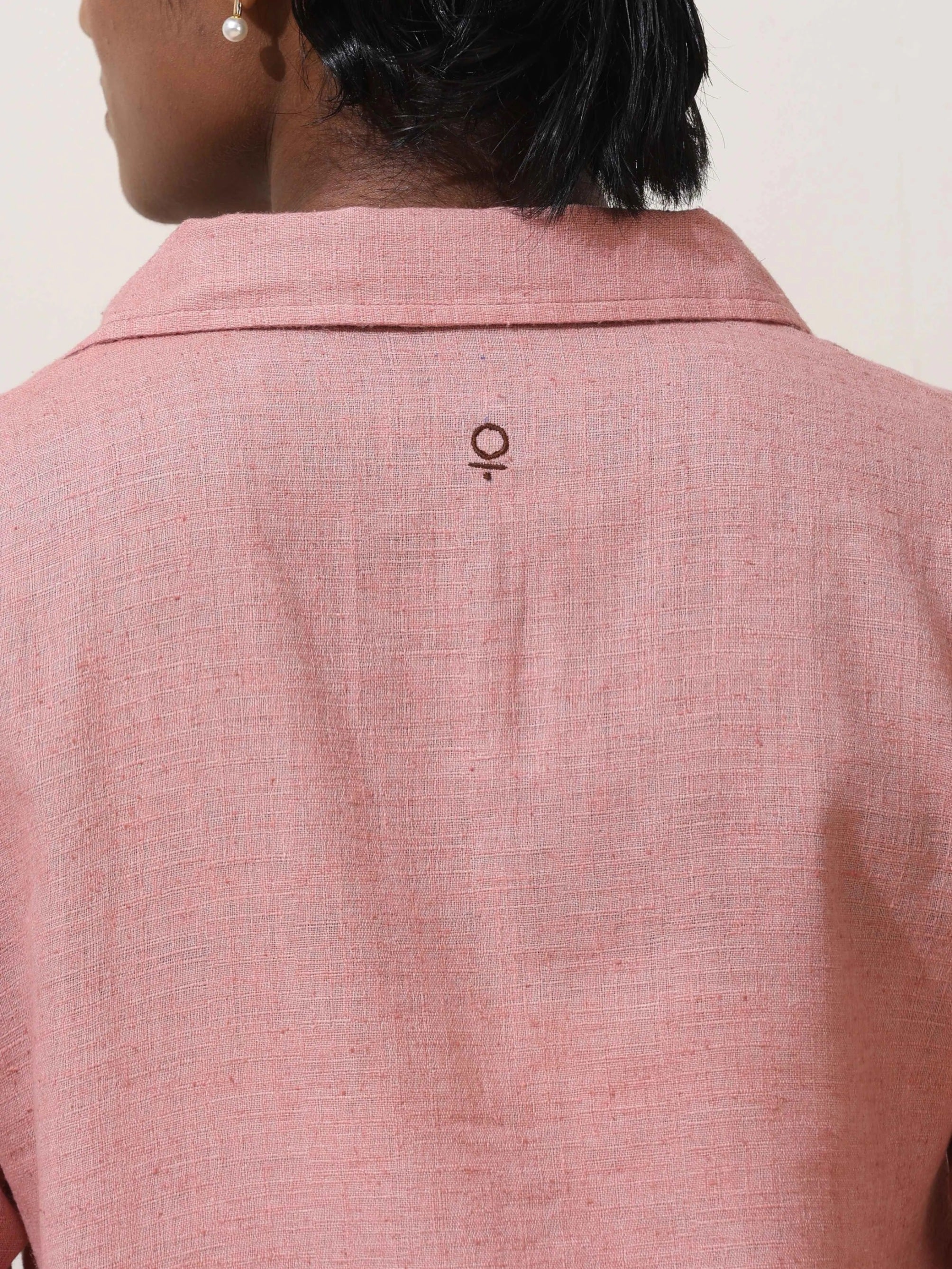 trueBrowns Dalia Pink Embroidered Natural Cotton Kurta Pant Set