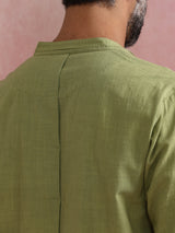 trueBrowns Men's Green Cotton Shirt