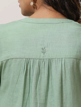 trueBrowns Mint Green Cotton Linen Kurta Pant Set