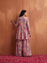 trueBrowns Orange Print Sharara Set