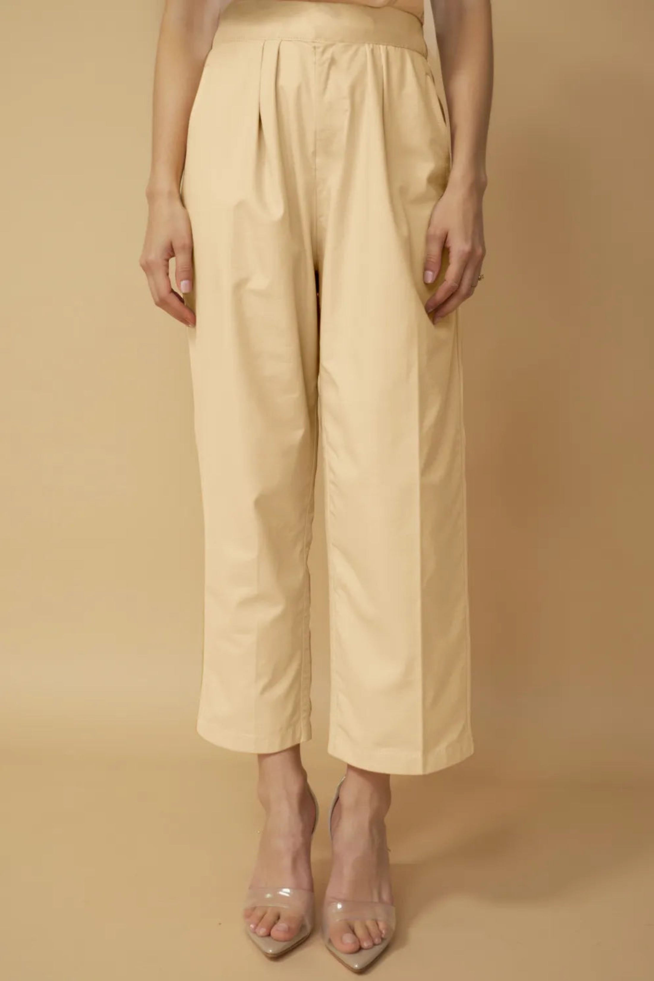 trueBrowns Beige Sunflower Print Kurta Pant Dupatta Set