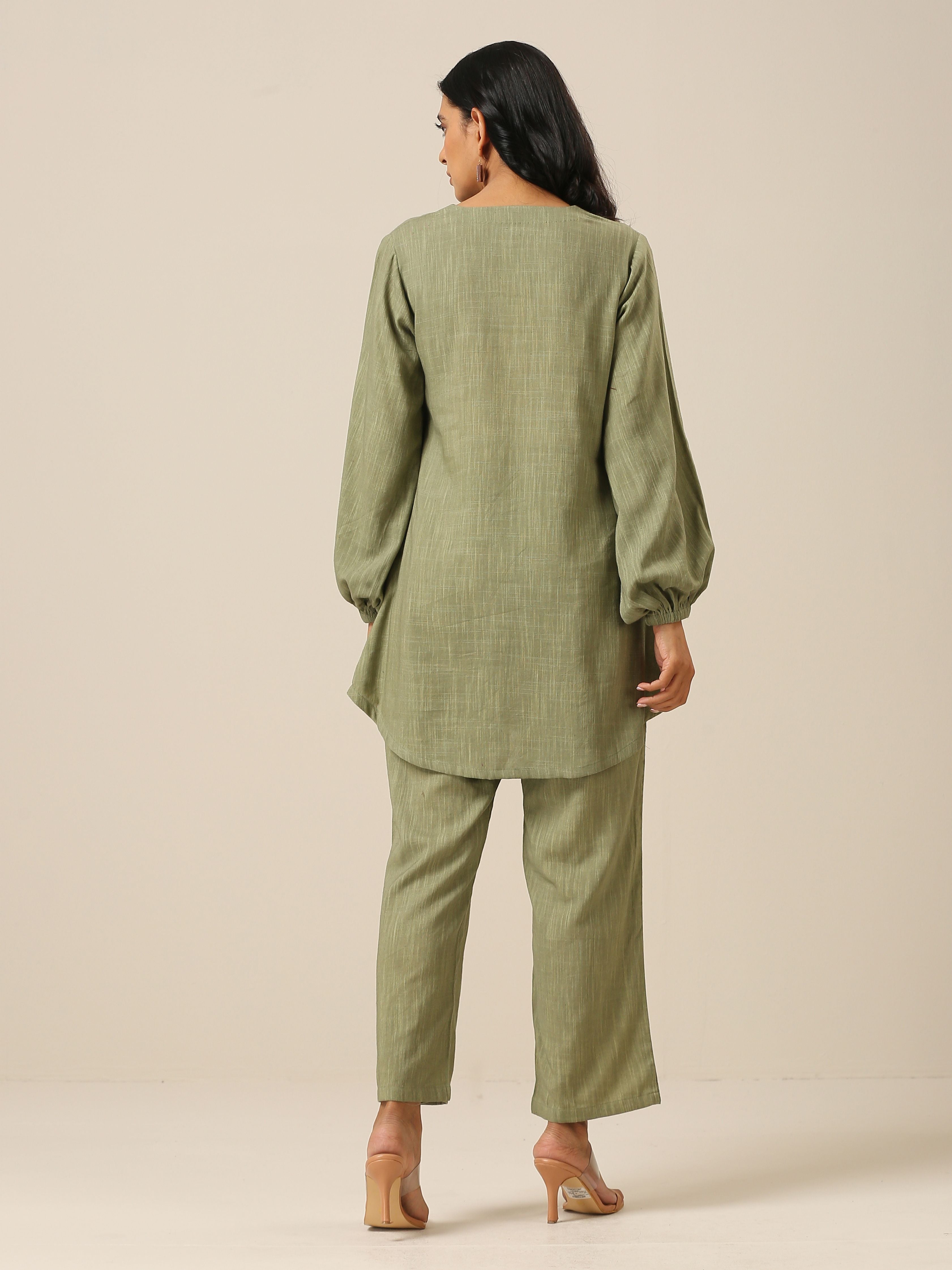 Sage Slub Textured Short Co-Ord Set