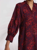 trueBrowns Purple Floral Print Kurta Set