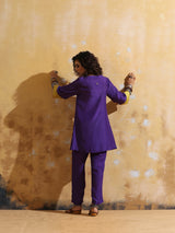 trueBrowns Purple Muslin Silk Co-ord Set