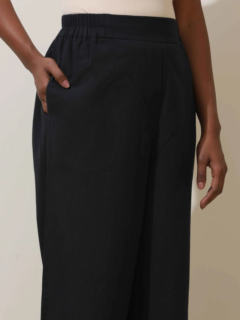 trueBrowns Black Cotton Linen Co-Ord Set