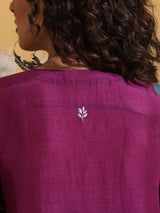 trueBrowns Purple Teal Print Muslin Silk Jacket Set