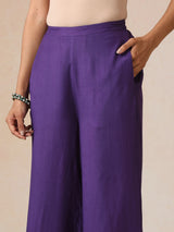 trueBrowns Purple Rose-Gold Foil Print Jacket and Flared Pants Co-ord Set