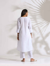 trueBrowns White Slub Kurta Set