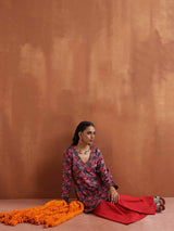 trueBrowns Pink Print Sharara Set