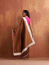 trueBrowns Brown Silk Ready To Wear Saree