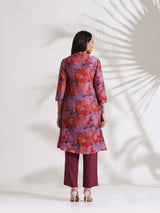 trueBrowns Purple Print Kurta Co-ord Set