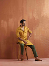 trueBrowns Men's Mustard Cotton Kurta