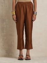 trueBrowns Gold Silk Straight Kurta Set
