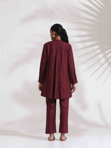 trueBrowns Maroon Dobby Co-ord Set