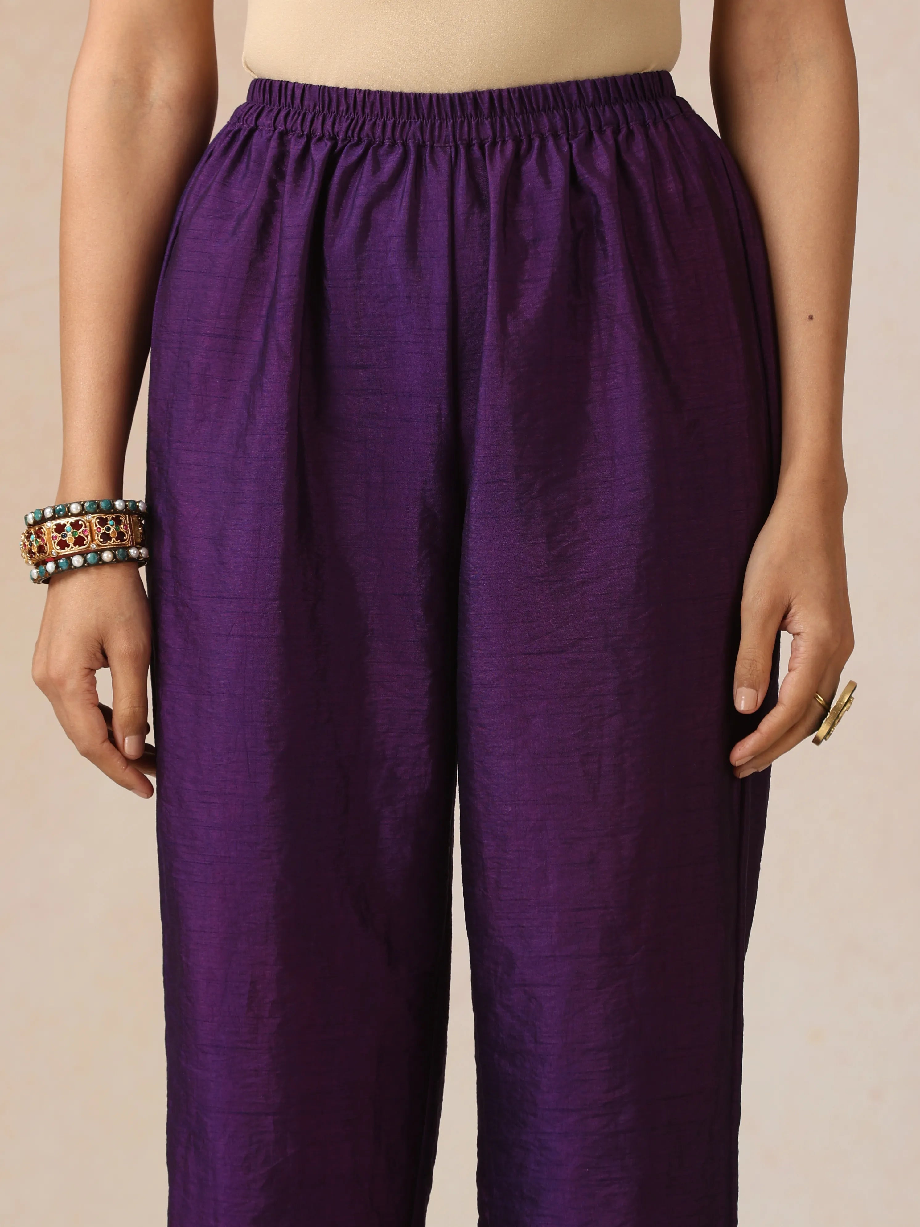  trueBrowns Purple Brocade Angrakha Kurta Set