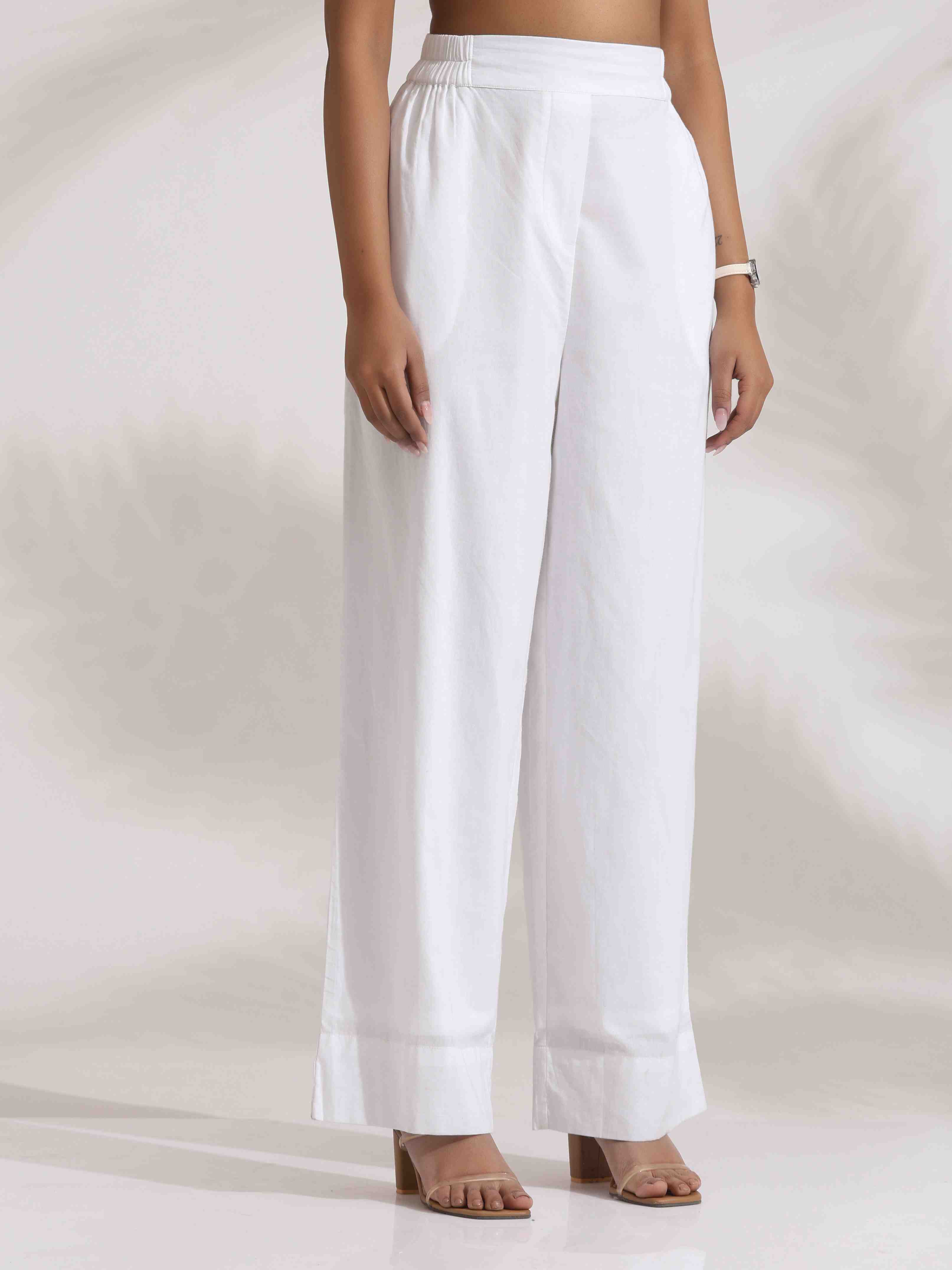 trueBrowns White Cotton Schiffli Co-ord Set