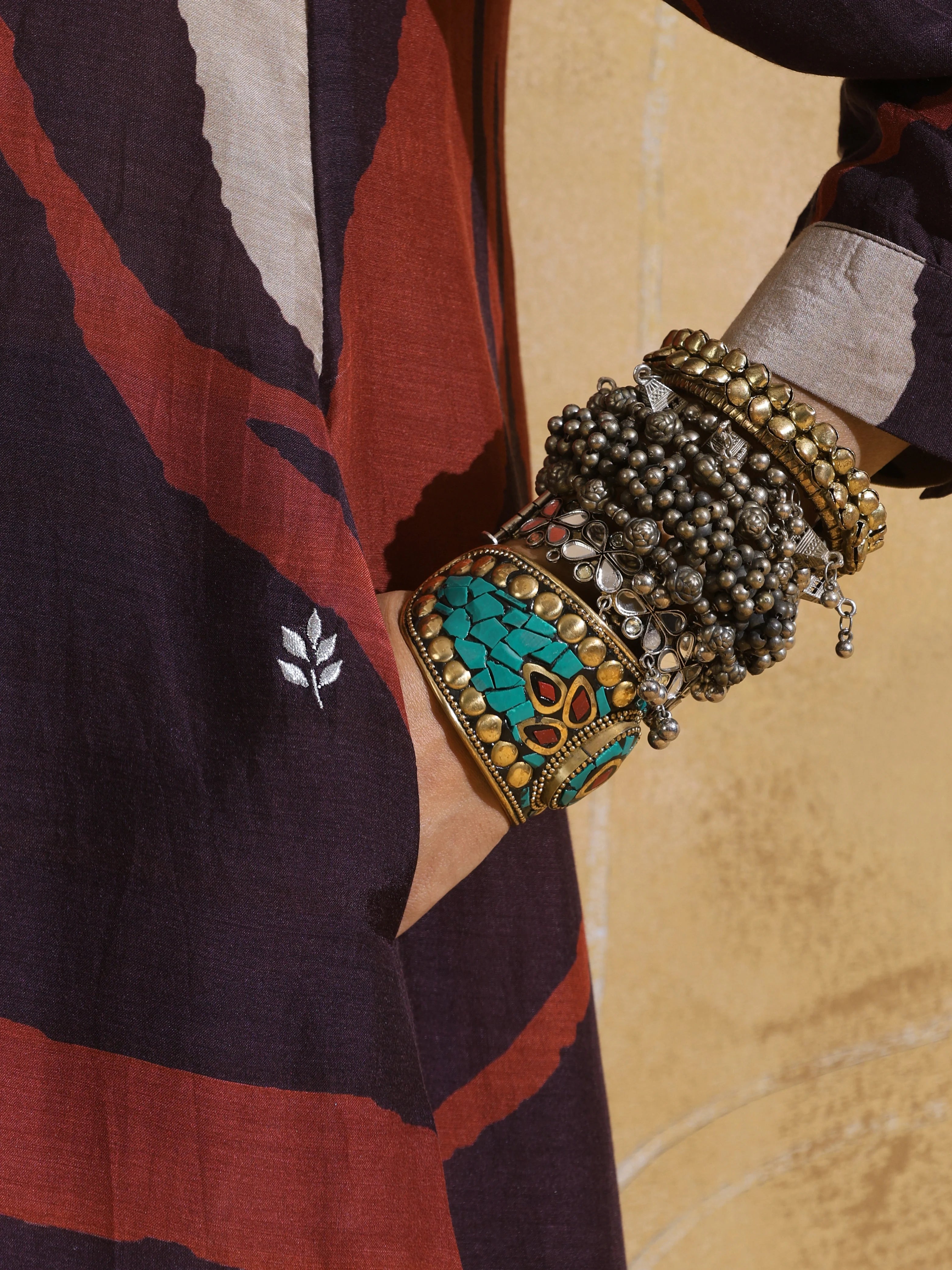 trueBrowns Cola Rust Red Floral Print Muslin Silk A-Line Co-ord Set