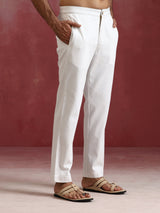 trueBrowns Men's White Cotton Co-ord set