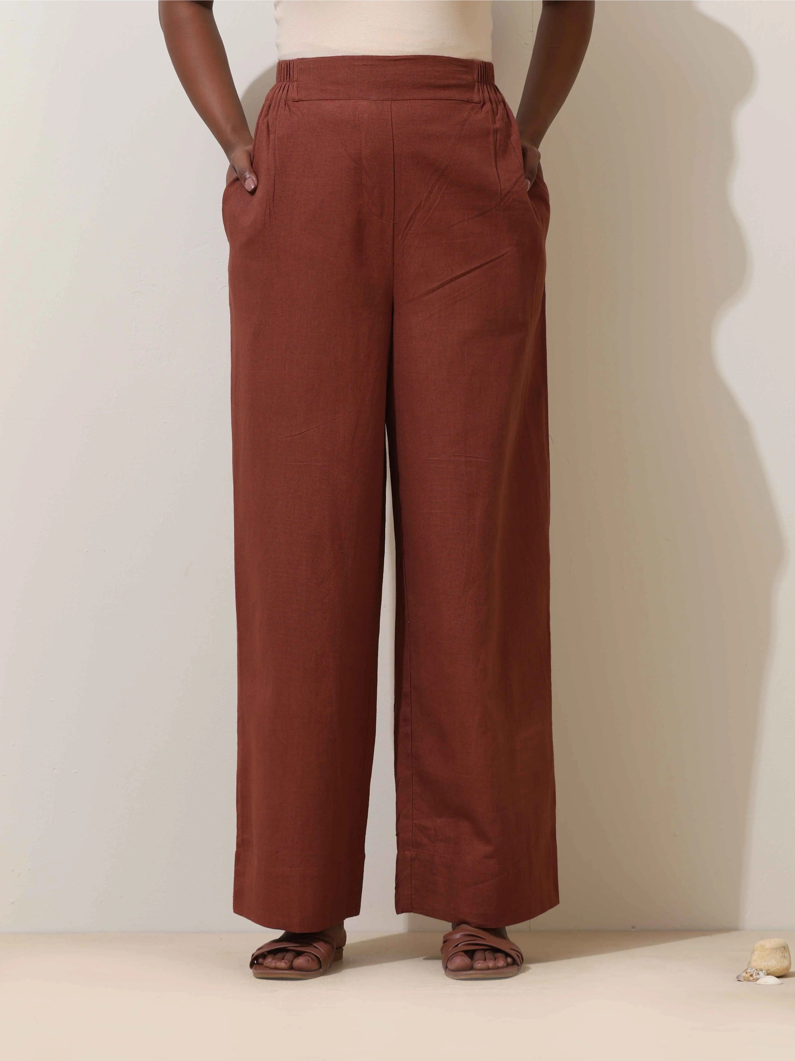 trueBrowns Brown Cotton Linen Co-Ord Set