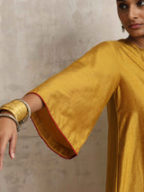 trueBrowns Gold Silk Kurta Set