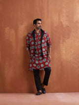 trueBrowns Men's Rust Printed Kurta