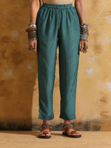trueBrowns Blue Muslin Silk Anarkali Kurta Pant Set