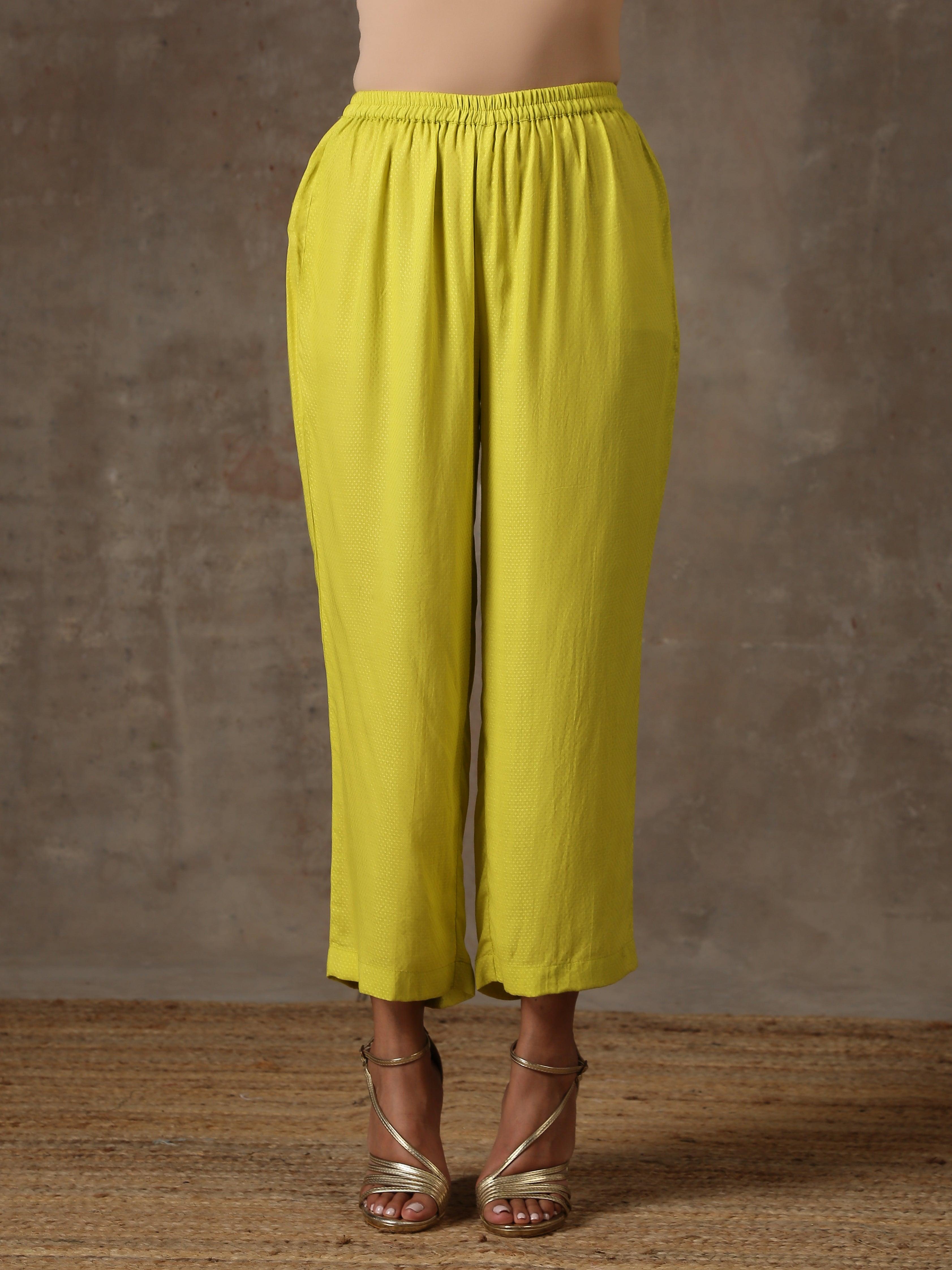 The Penelope - Lime Green Solid Textured Co-Ord Set - trueBrowns