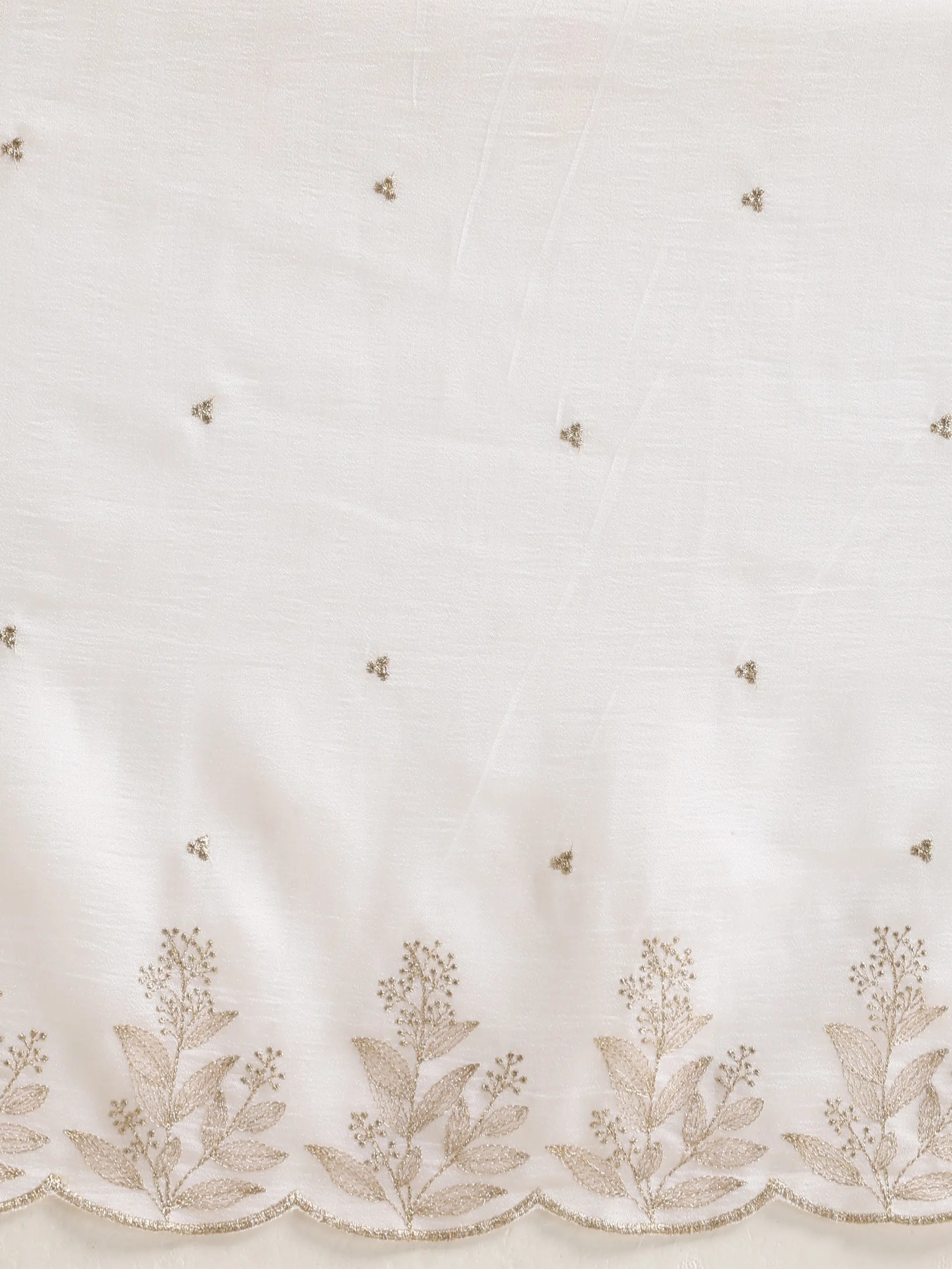 trueBrowns Ivory All Over Zari Embroidered Saree With Unstitched Blouse