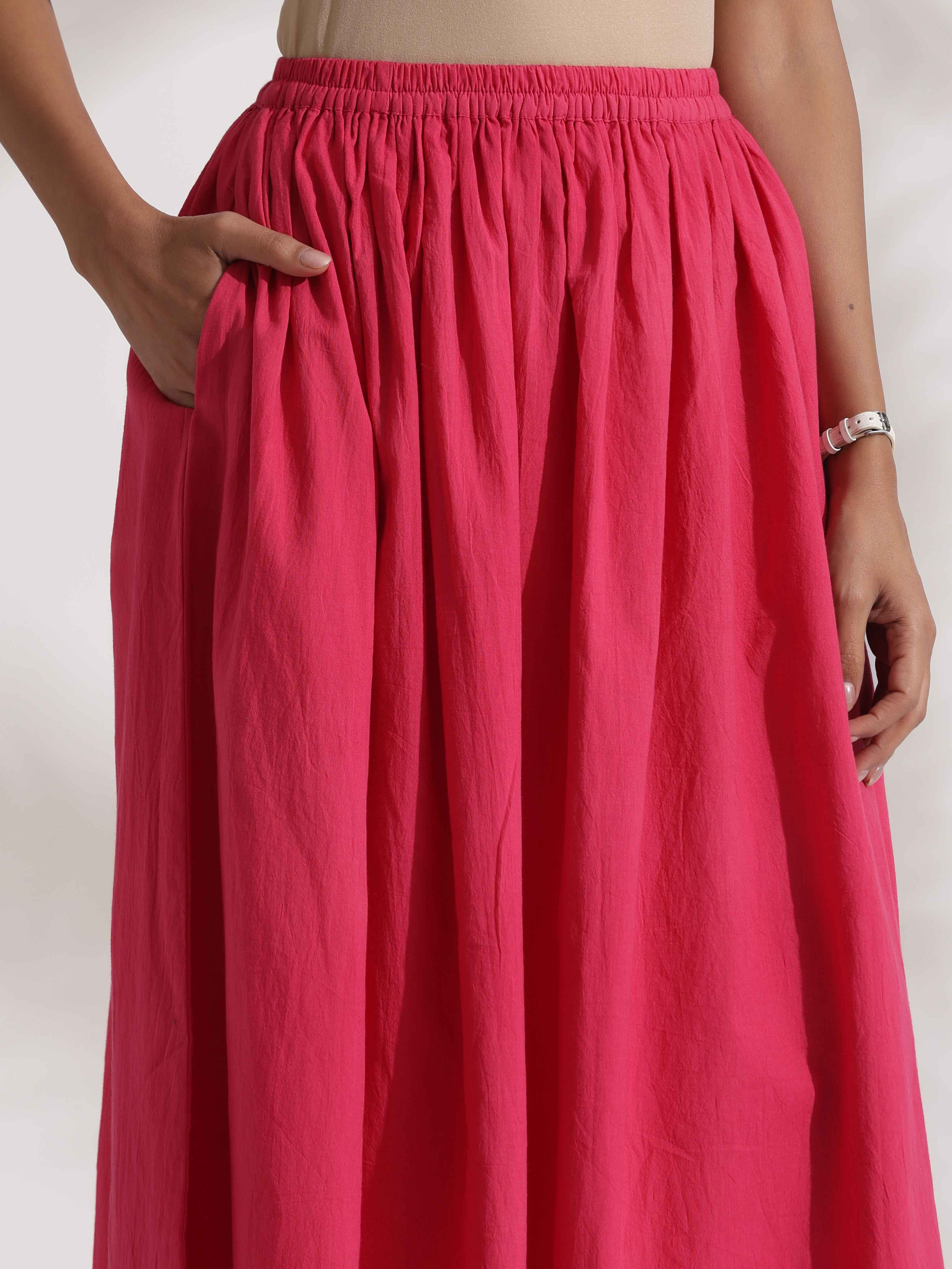 trueBrowns Pink Cotton Skirt Co-ord Set