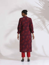 trueBrowns Purple Floral Print Kurta Set