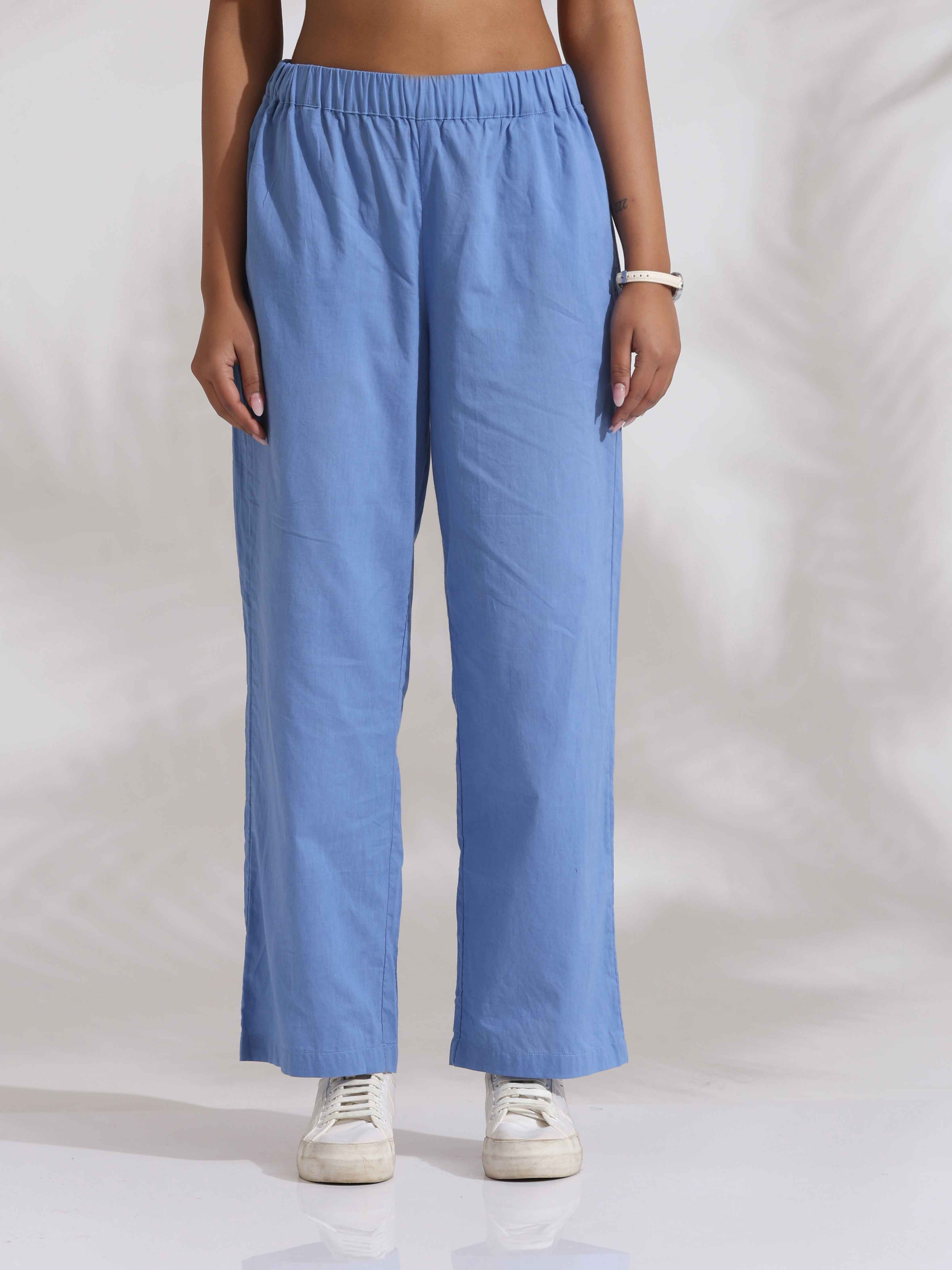 trueBrowns Blue Cotton Stripe Kurta Co-ord Set