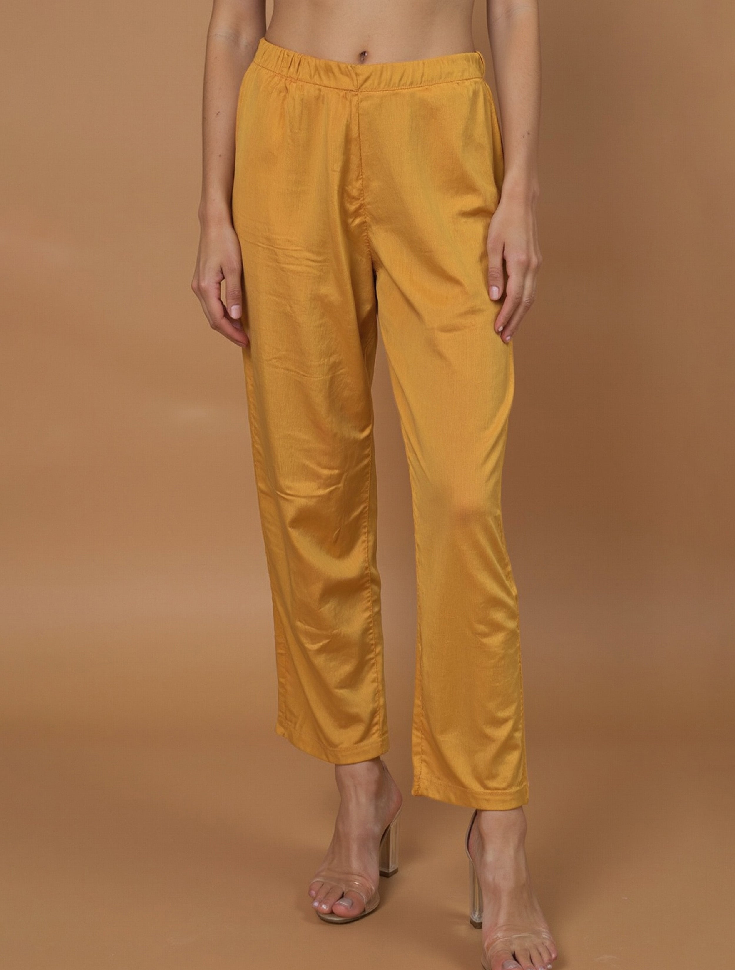 trueBrowns Yellow Floral V-Neck Emb Straight Kurta Pant Dupatta Set