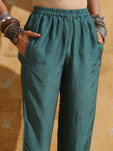 trueBrowns Blue Muslin Silk Anarkali Kurta Pant Set