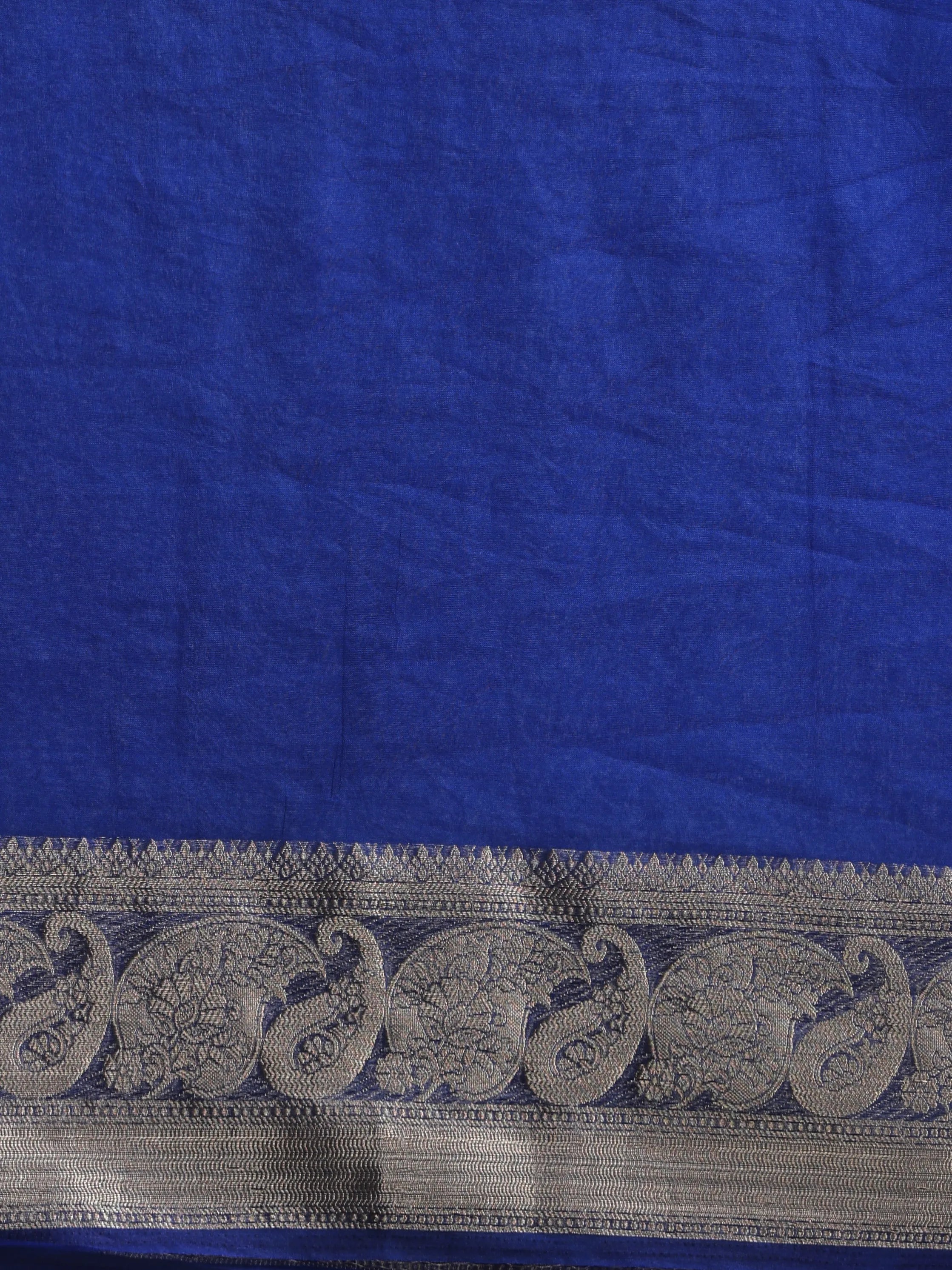 trueBrowns Electric Blue Organza Saree With Unstitched Blouse