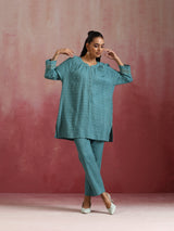 trueBrowns Light Blue Cotton Dobby Co-ord set