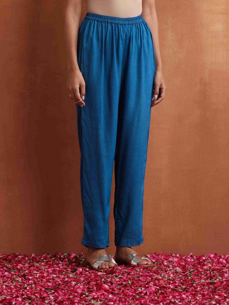 trueBrowns Blue Print Straight Kurta Set