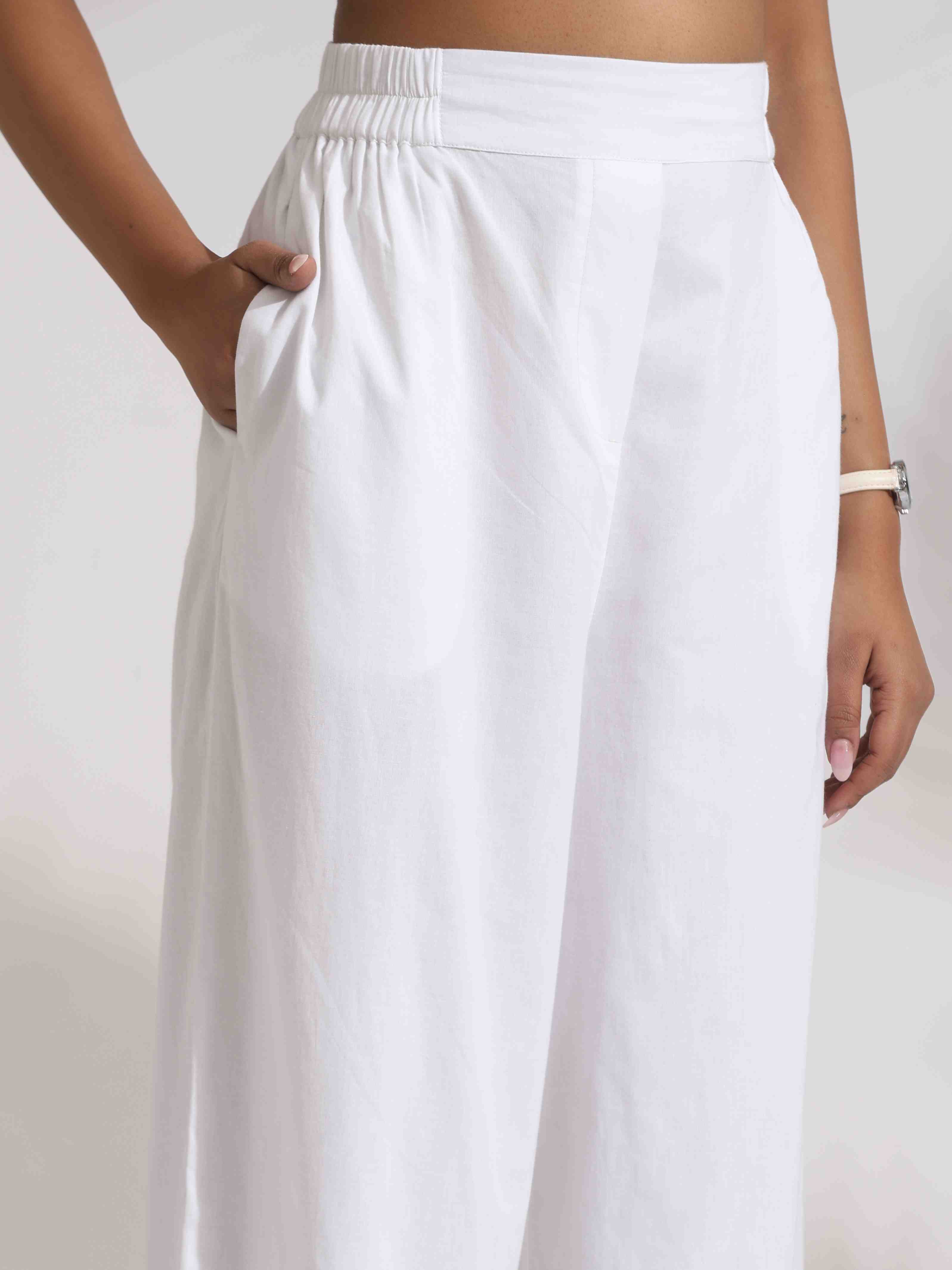 trueBrowns White Cotton Schiffli Co-ord Set