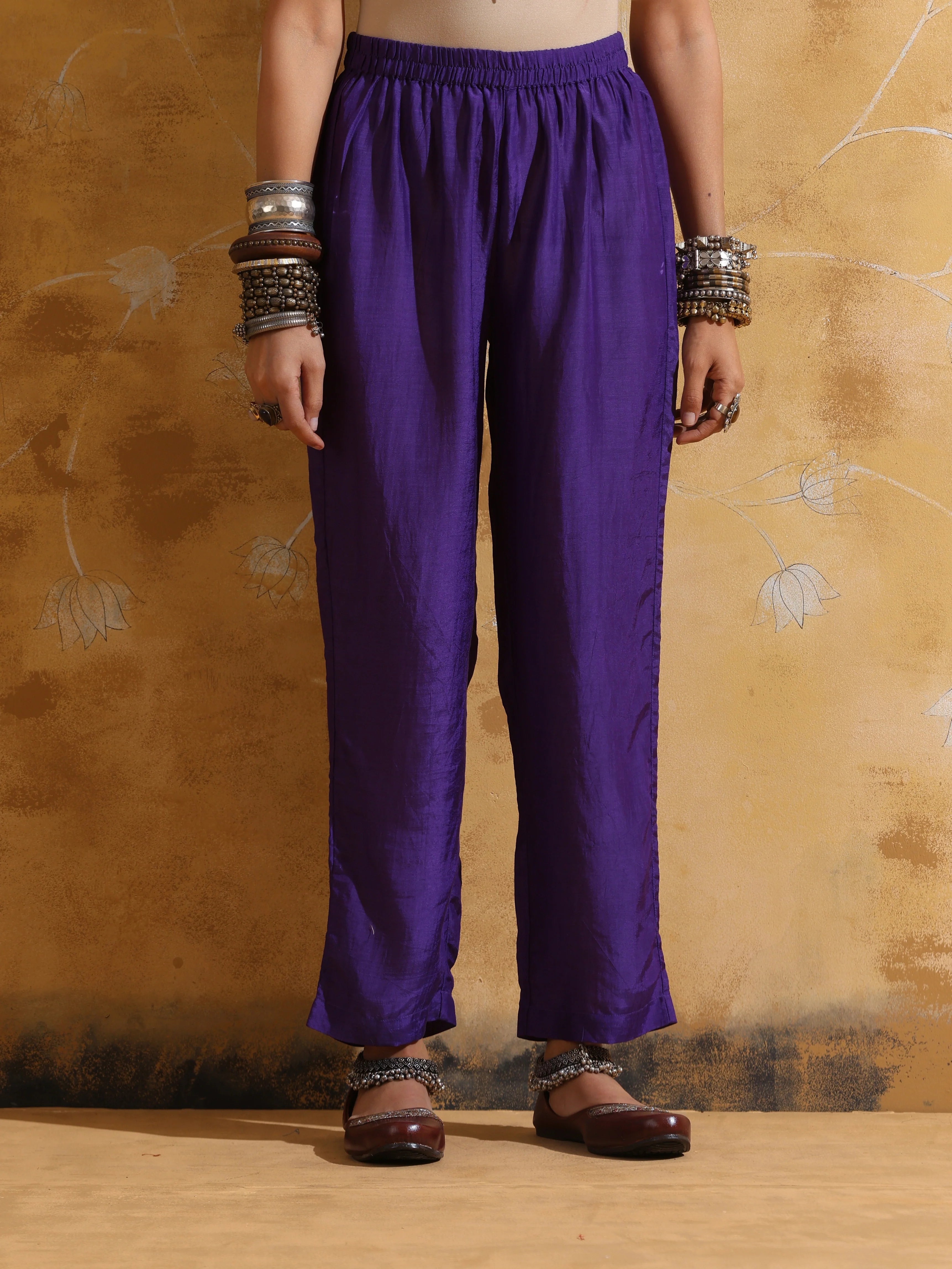 trueBrowns Rust Muslin Silk Fit and Flare Kurta Pant Set