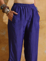 trueBrowns Purple Jaal Print Muslin Silk Straight Kurta Set