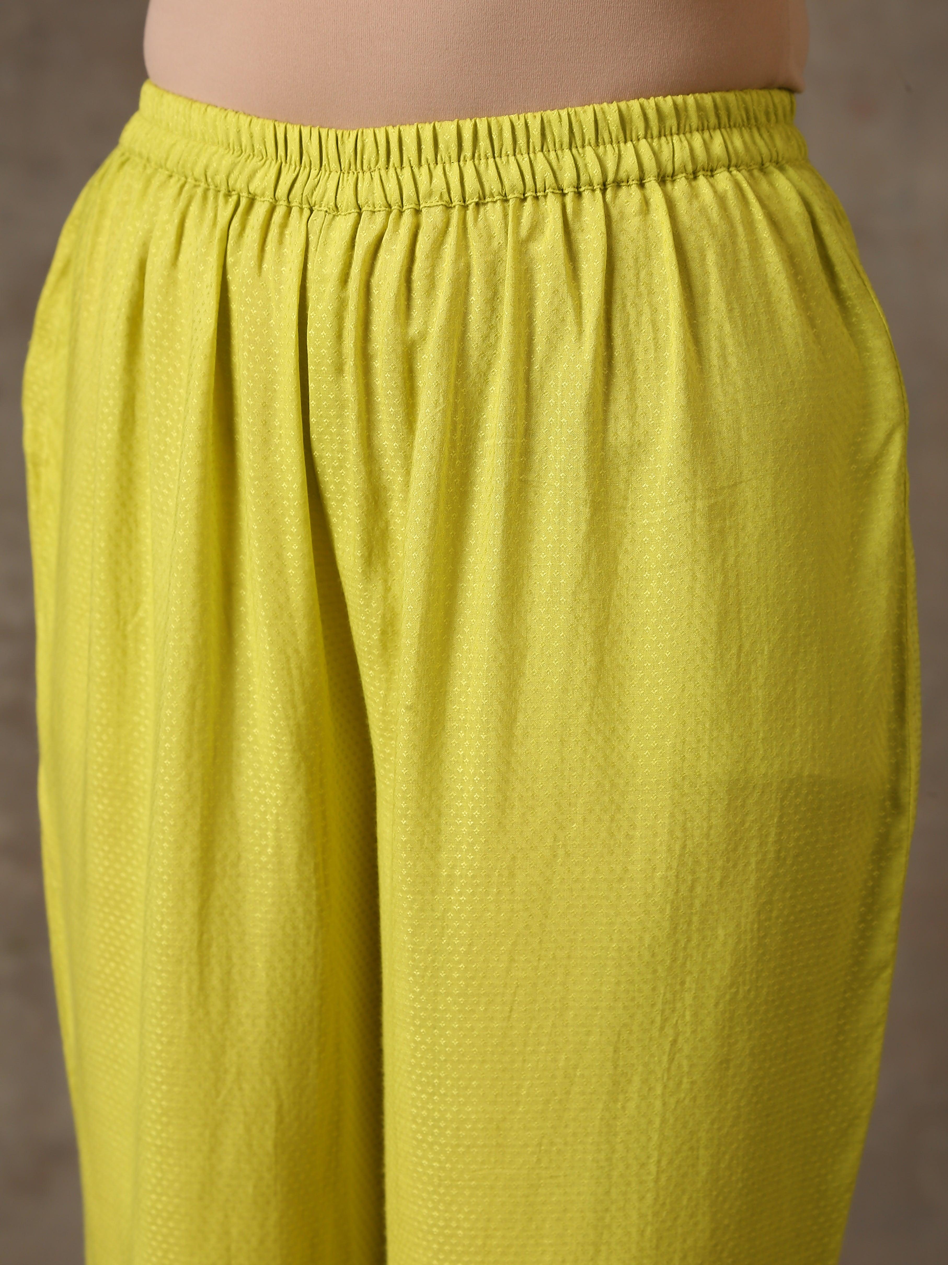 The Penelope - Lime Green Solid Textured Co-Ord Set - trueBrowns