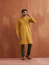 trueBrowns Men's Mustard Cotton Kurta