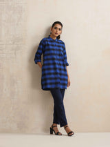 trueBrowns Blue Check Winter Top